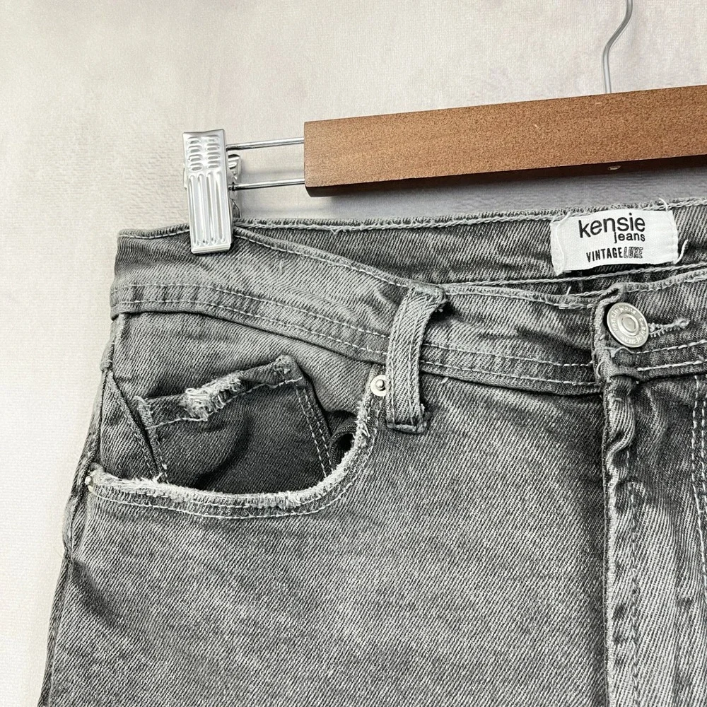 Kensie Jeans The Kaya High Rise Wide Leg Womens 8 Raw Hem Grunge Street Urban